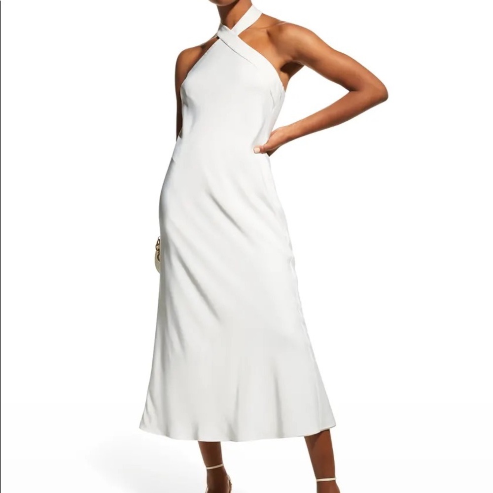 White Midi Halter Dress Aidan by Aidan Mattox Size 8